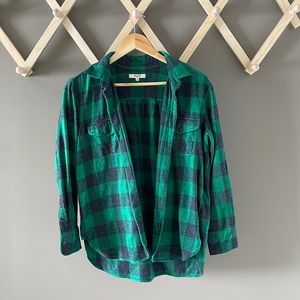 Madewell Green Plaid Button Down Shirt